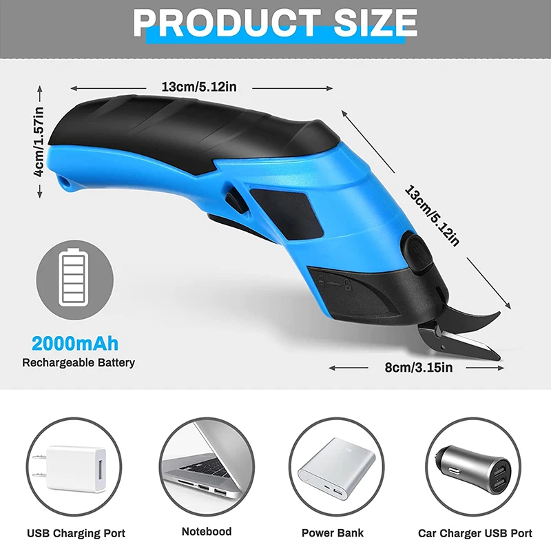 Electric Scissors Fabric Cutting Machine Leather Tailor Scissors With Tungsten Steel Blades USB Rechargeable Portable Power electric shears,electric cutter