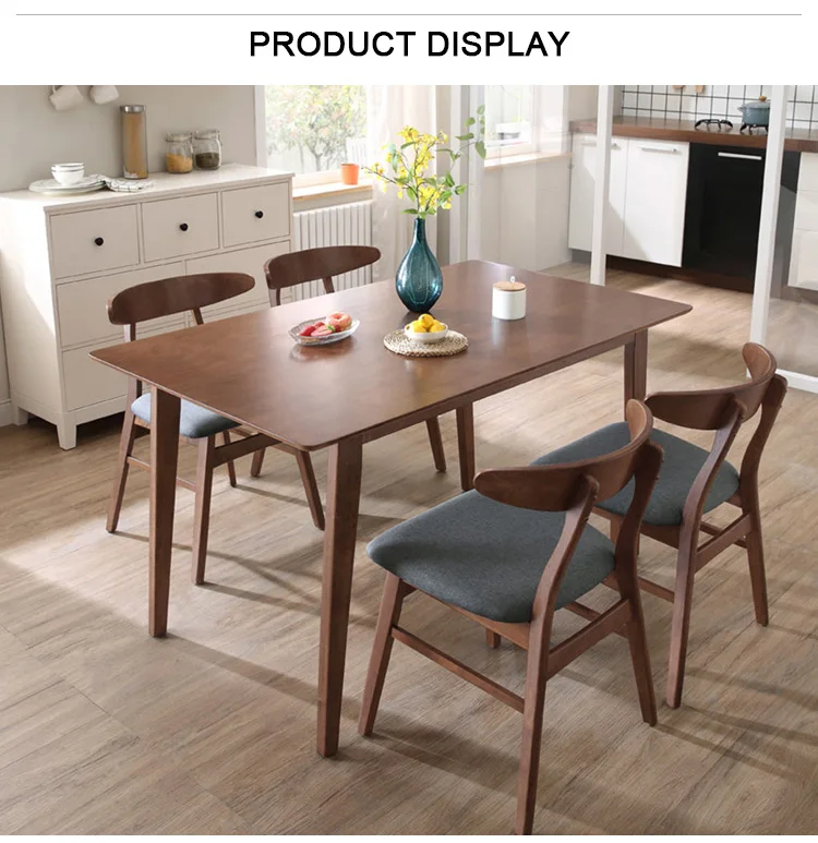 Modern Style Wooden Painted Walnut Large Top Dining Table Set With Chairs 6 Seater