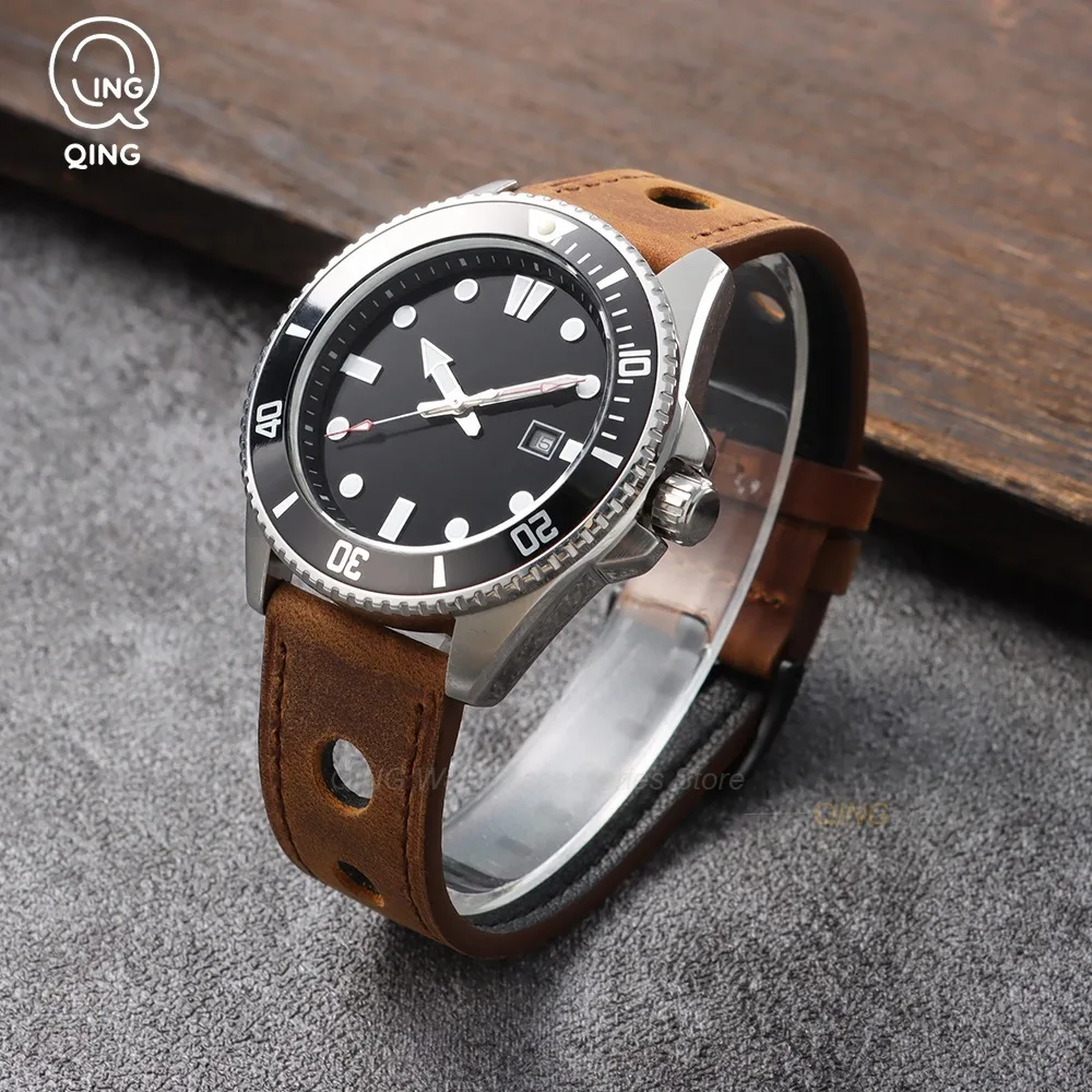Vintage Matte Leather Watchband with Black Needle Buckle