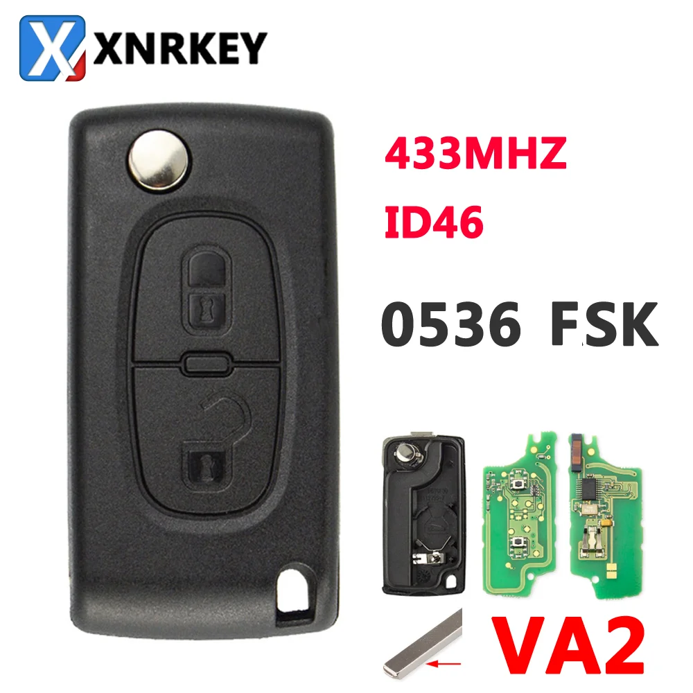 XNRKEY 2Buttons Car Keyless Entry Case Flip Folding Remote Key For Peugeot Citroen Blade VA2 0536 FSK