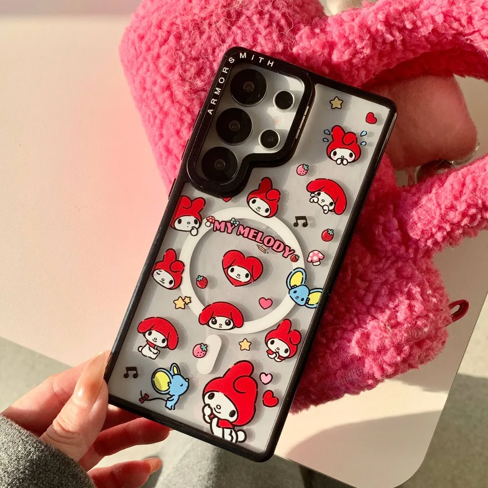Sanrio My Melody Trendy Magnetic Phone Case with Lanyard Attachment
