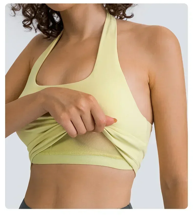 Halter Neck Sport Bra Backless Sexy Underwear Women Yoga Top Gym Push Up Brasier Run Workout Bralette Fitness Crop Lingerie