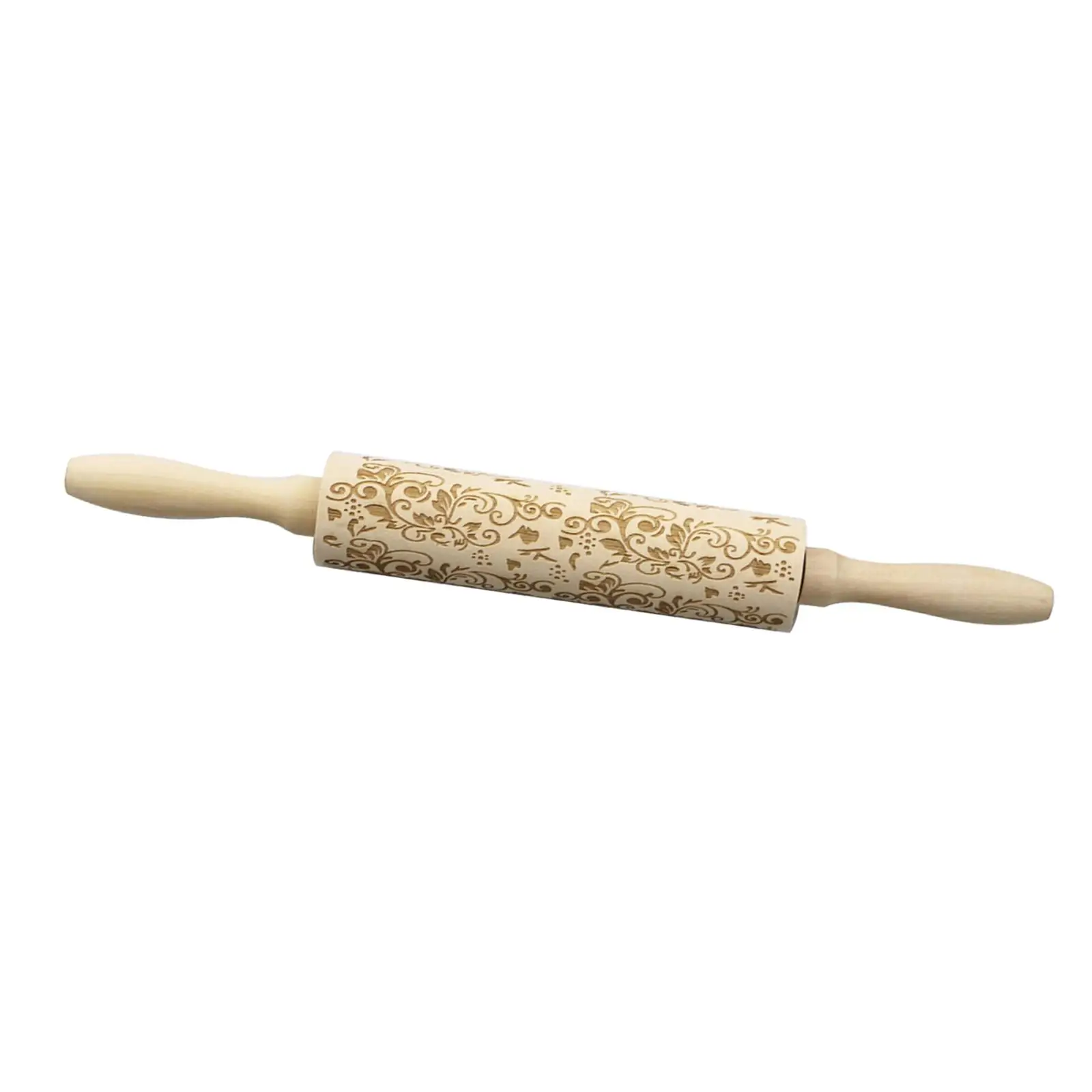 Embossing Rolling Pin Holiday Wood Xmas Kitchen Decor Tool 13.8Inches Embossed