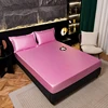 1pc  Silky satin Waterproof Mattress Protector Cover  Bed Cover Solid Color Fitted Sheet 2