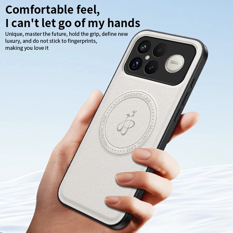 Magnetic Wireless Charging PU Leather Protective Case - Hard Back Shell Cover