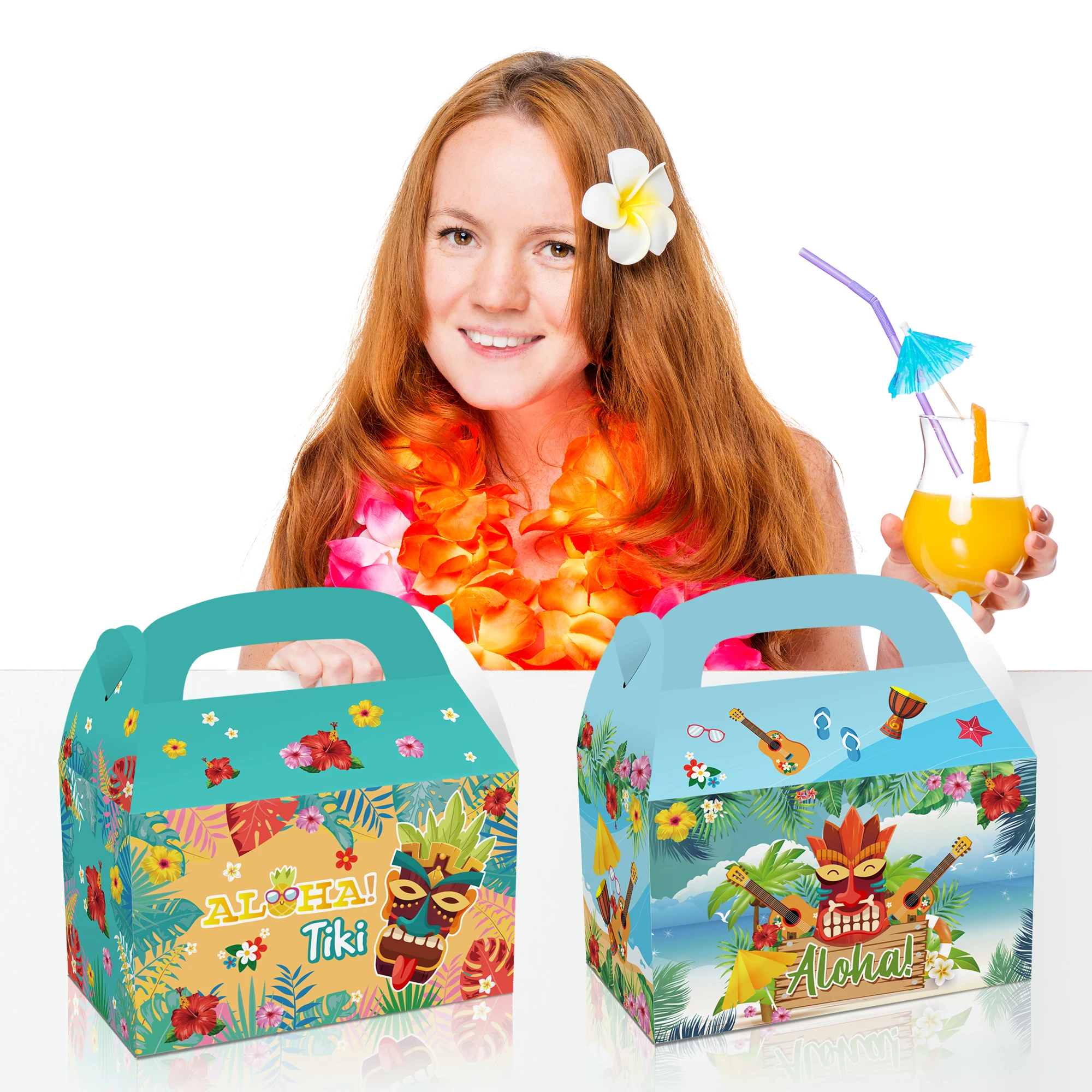 

DD193 4Pcs Birthday Decor Hawaiian Party Decorations Paper Candy Boxes Tropical Party Summer Party Luau Decor Aloha Supplies