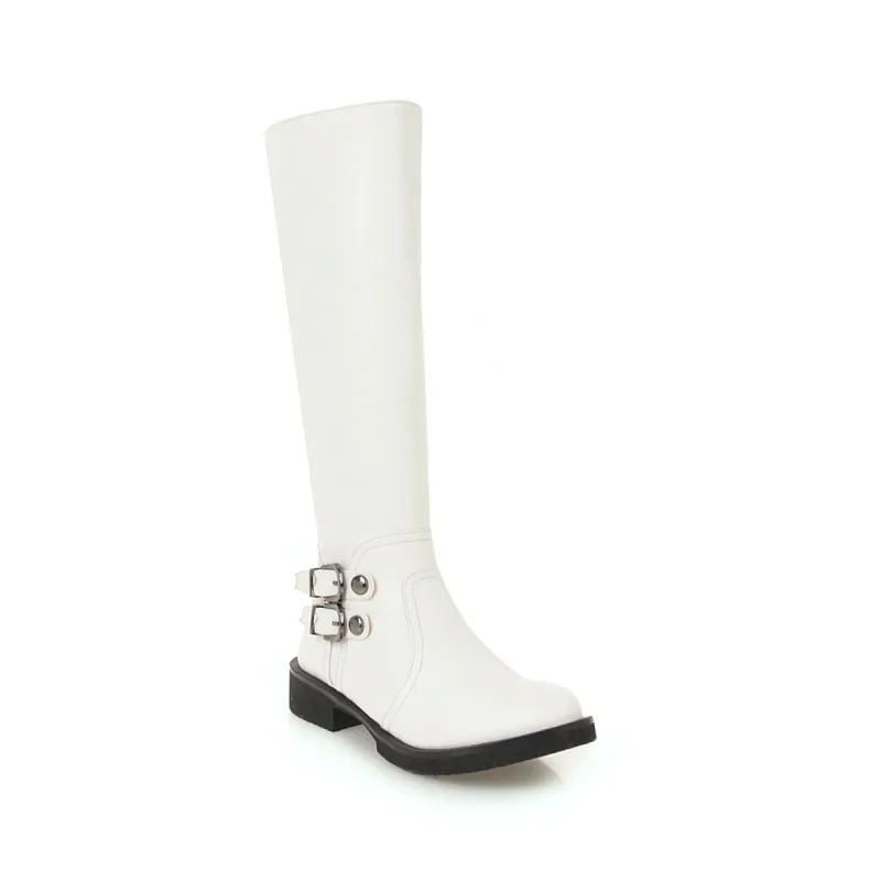 Oversize Large size Big size womens fashion boots Round toe Metal