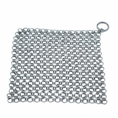 Серебристый чугунный очиститель из нержавеющей стали Chainmail Scrubber Clean для сковородок