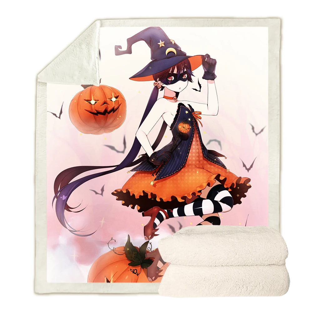 

CLOOCL Halloween Blankets Cartoon Anime Girl 3D Printed Blanket Cute Child Adult Throw Quilts for Bed Sofa Festival Gifts