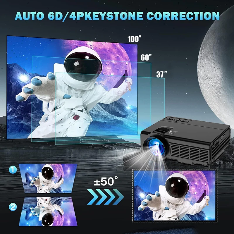 Mini LED Intelligent Projector 4K 1980*1080P BT 5.0 HDMI USB Audio Home Media Player Beamer Outdoor Travel HD Portable Projector