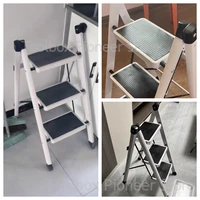 2/3 Steps Ladder Stool Ladder Folding White Folding Ladder Chair Carbon Steel High Stools Strong Load-bearing Kitchen Step Stool 2