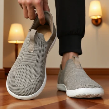 2025 جديد شبكة أحذية الصيف خفيفة الوزن الرجال خفيفة الوزن لينة سوليد حذاء كاجوال جودة عالية الانزلاق على الشقق الذكور أحذية مشي 6