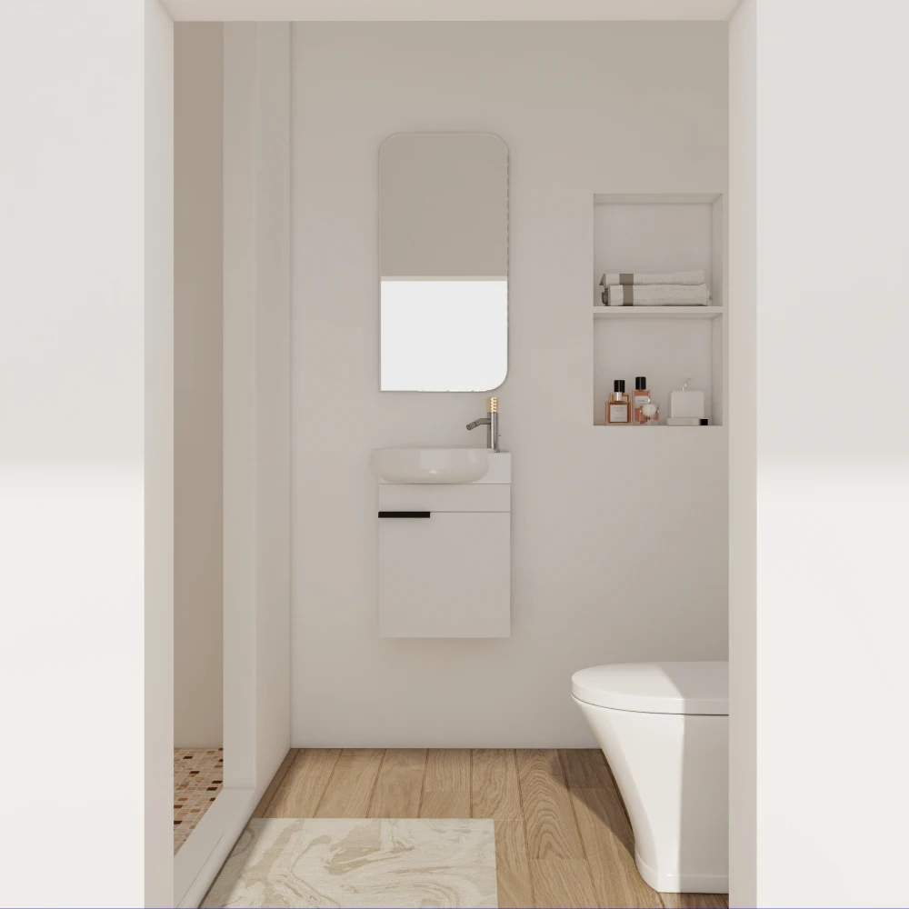 Floating Bathroom Vanity with Sink Modern Cabinet Small Wall Mounted Bathroom Vanitiy with Soft-Close Door White 2