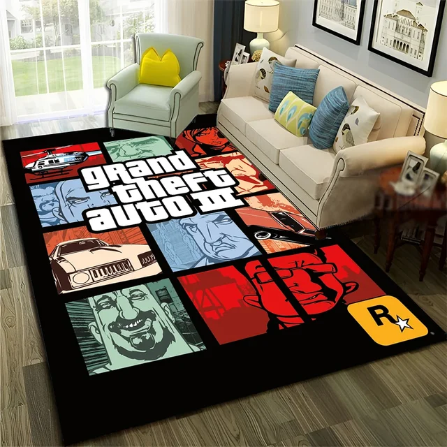 GTA ラグマット GTA 3D Games Grand Theft Auto Gamer Carpet Rug for Home