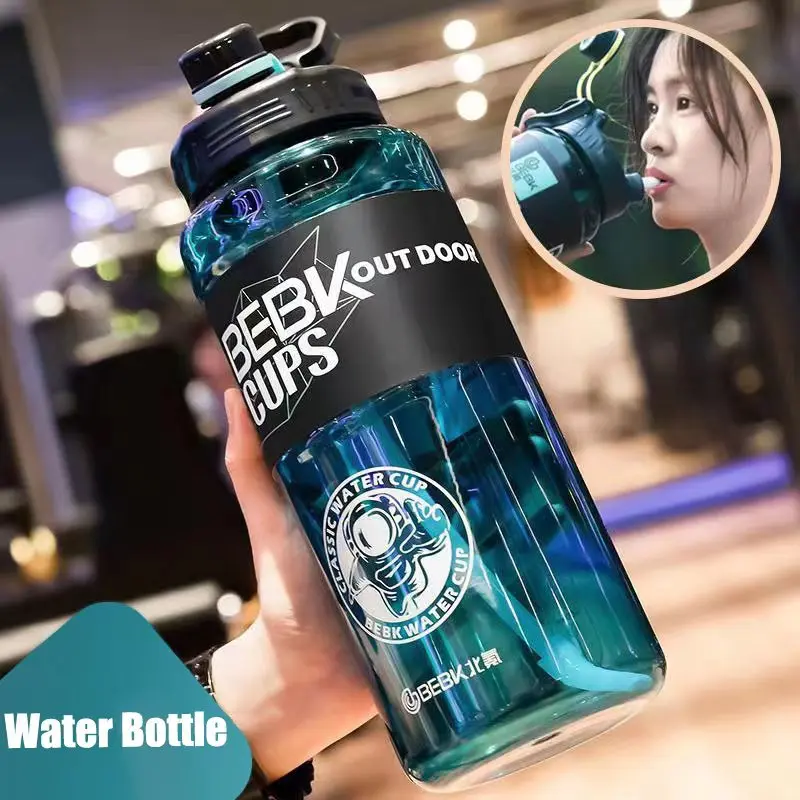 New Sports Water Bottles 3L 2.3L 1.7L Plastic Space Straw Cup Fitness Portable Oversized Drink Bottle Capacity Outdoor Kettle