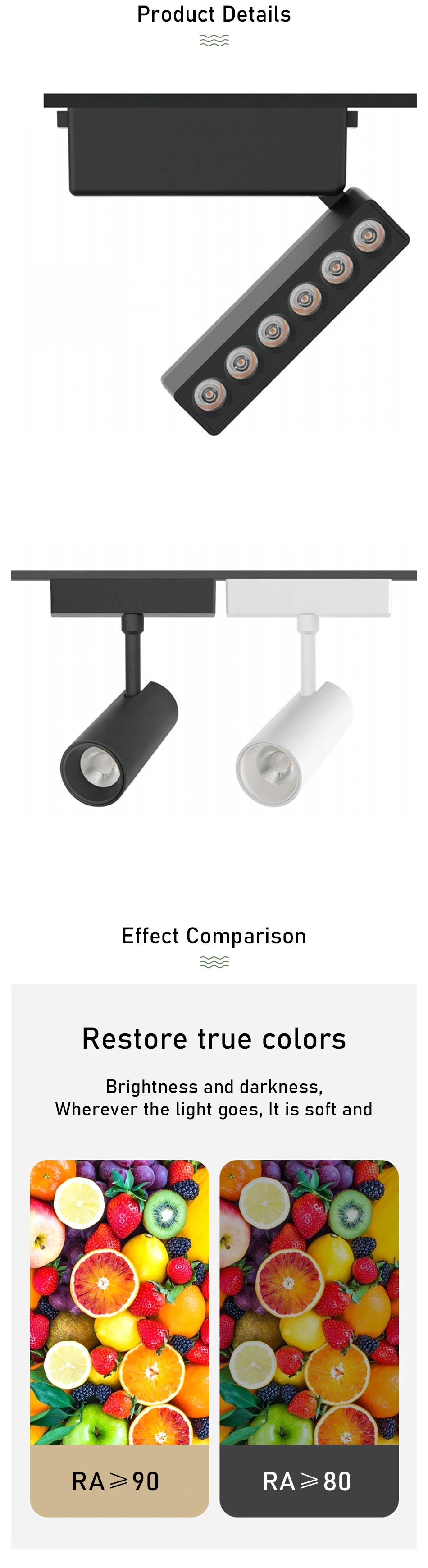 Description Picture 5 of itemBlack White 6mm Ultra Thin Ceiling Surface Mount 48v Magnetic Track Light System Magnet Rail Lamp LED Spotlight Indoor Living