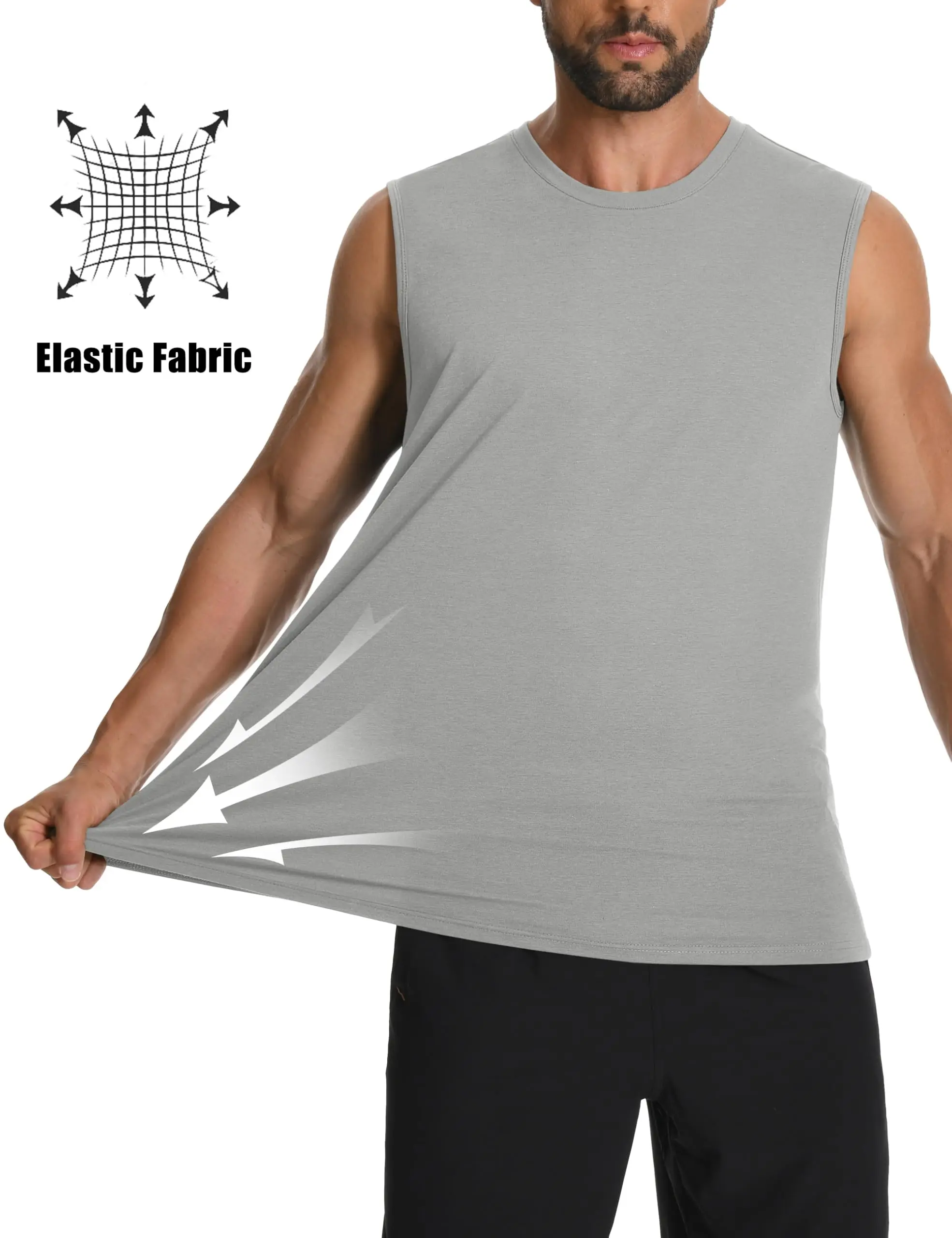 Herren-Tanktop aus Baumwolle mit UPF 50+, leichtes, ärmelloses Muskelshirt, lässiges, kühlendes T-Shirt für Fitnessstudio, Training, Strand und Outdoor-Aktivitäten – Detail 11