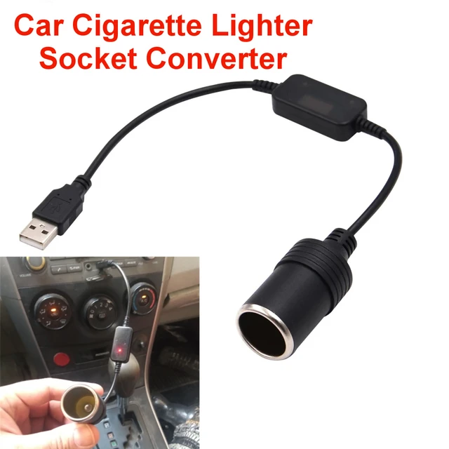 Toma de mechero de coche, Adaptador convertidor de cable de alimentación  hembra, controlador con cable, puerto USB a 12V, para Xiaomi Power Bank DVR  - AliExpress