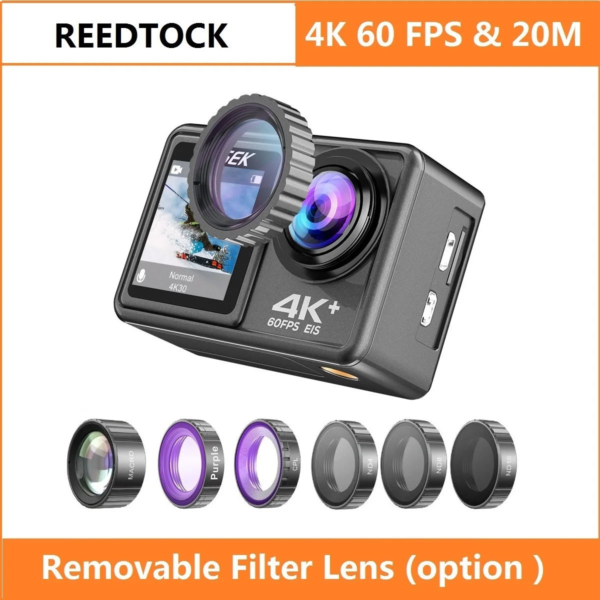 Action-Camera-with-Filter-Lens-Option-Dual-Screen-2-0-inch-LCD-EIS-4K ...