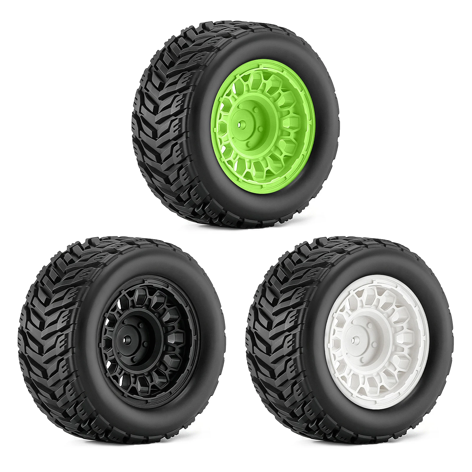 Pneus et jantes RC 90x45mm 4 pièces hex 12mm pour ARRMA 1/16 Kraton 3S BLX, vue latérale montrant le profil.