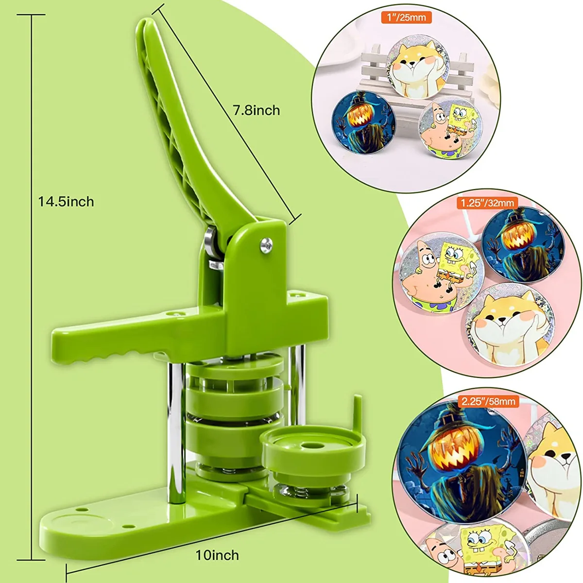 DIY Pin Badges Set Button Press Machine,25+32+58MM Badge Button Maker Machine Kit with 300Pcs Parts+Circle Cutter+3 Molds