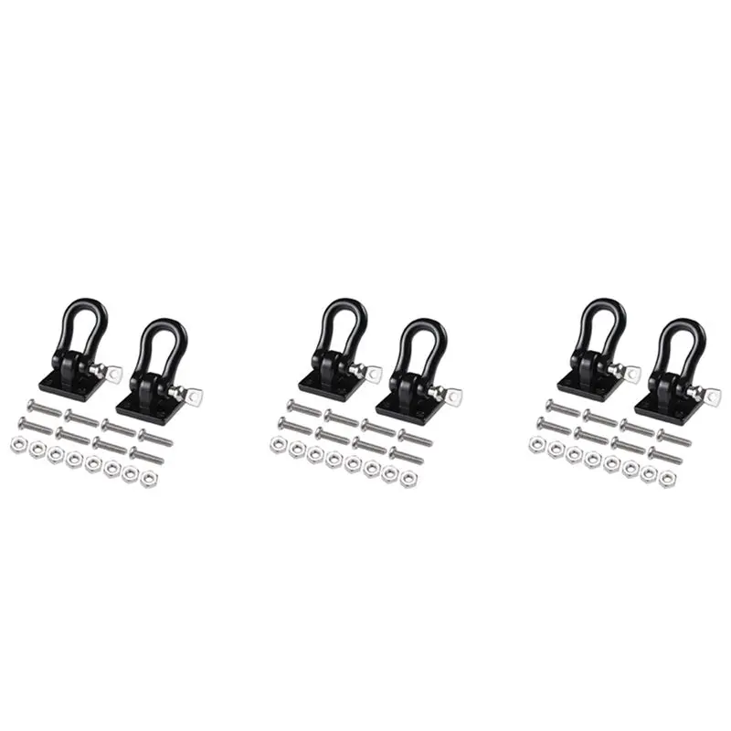 6Pcs 트레일러 견인 버클 견인 고리 1/10 RC 자동차 트럭 클라이밍 카용 금속 클라이밍 트레일러 섀클 (블랙)