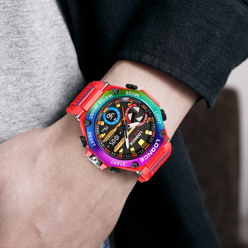 2023 New LOQNCE Watch 98001 with Box High Quality Digital-Analog Movement Men's Watches Popular Waterproof Watches Sports Style