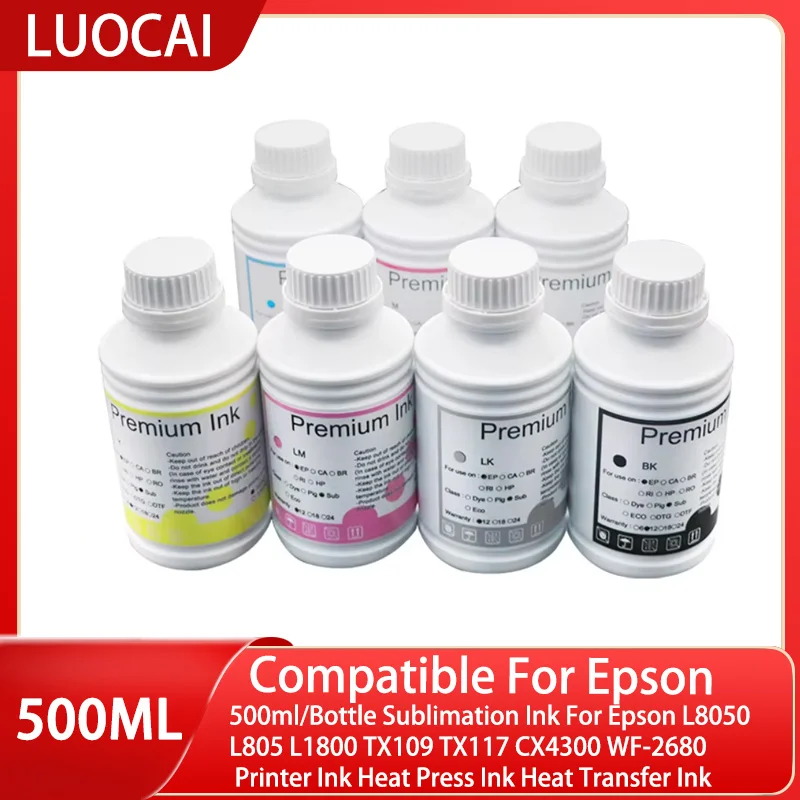 500ml/Bottle Sublimation Ink For Epson L8050 L805 L1800 TX109 TX117 CX4300 WF-2680 Printer Ink Heat Press Heat Transfer 1 500ml/Bottle Sublimation Ink For Epson L8050 L805 L1800 TX109 TX117 CX4300 WF-2680 Printer Ink Heat Press Heat Transfer 1