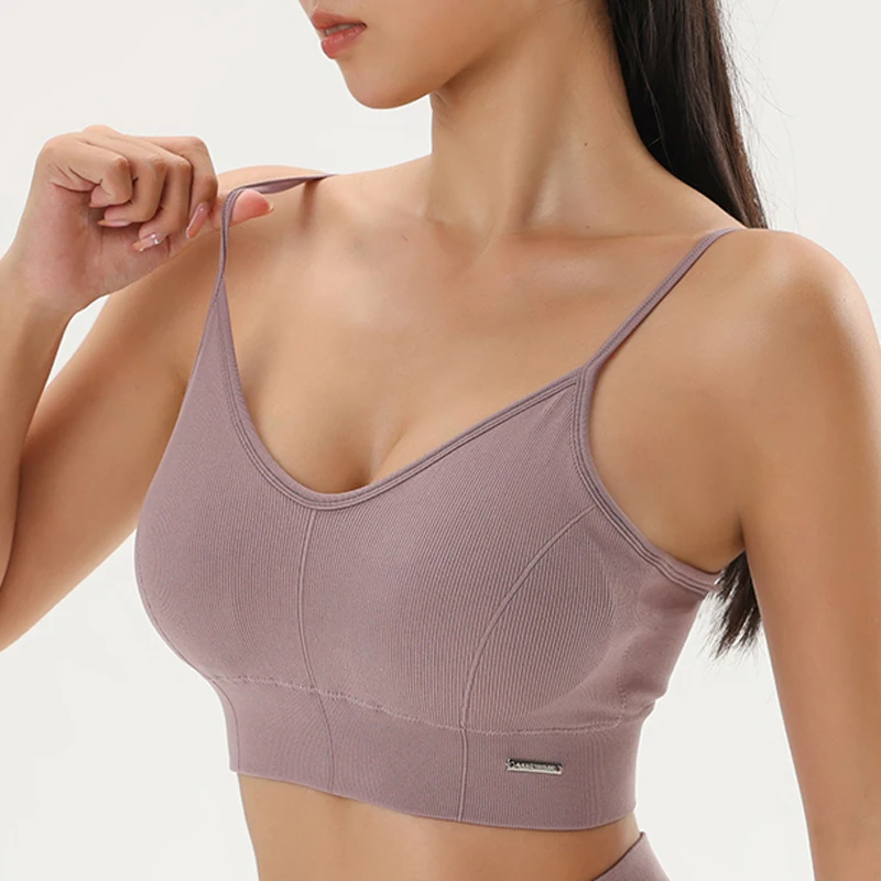 

Summer Sports Underwear Solid Color Women's Fitness Sports Bra Tops Yoga Bra Fitness Running Yoga Gym Tops With Cup Pads