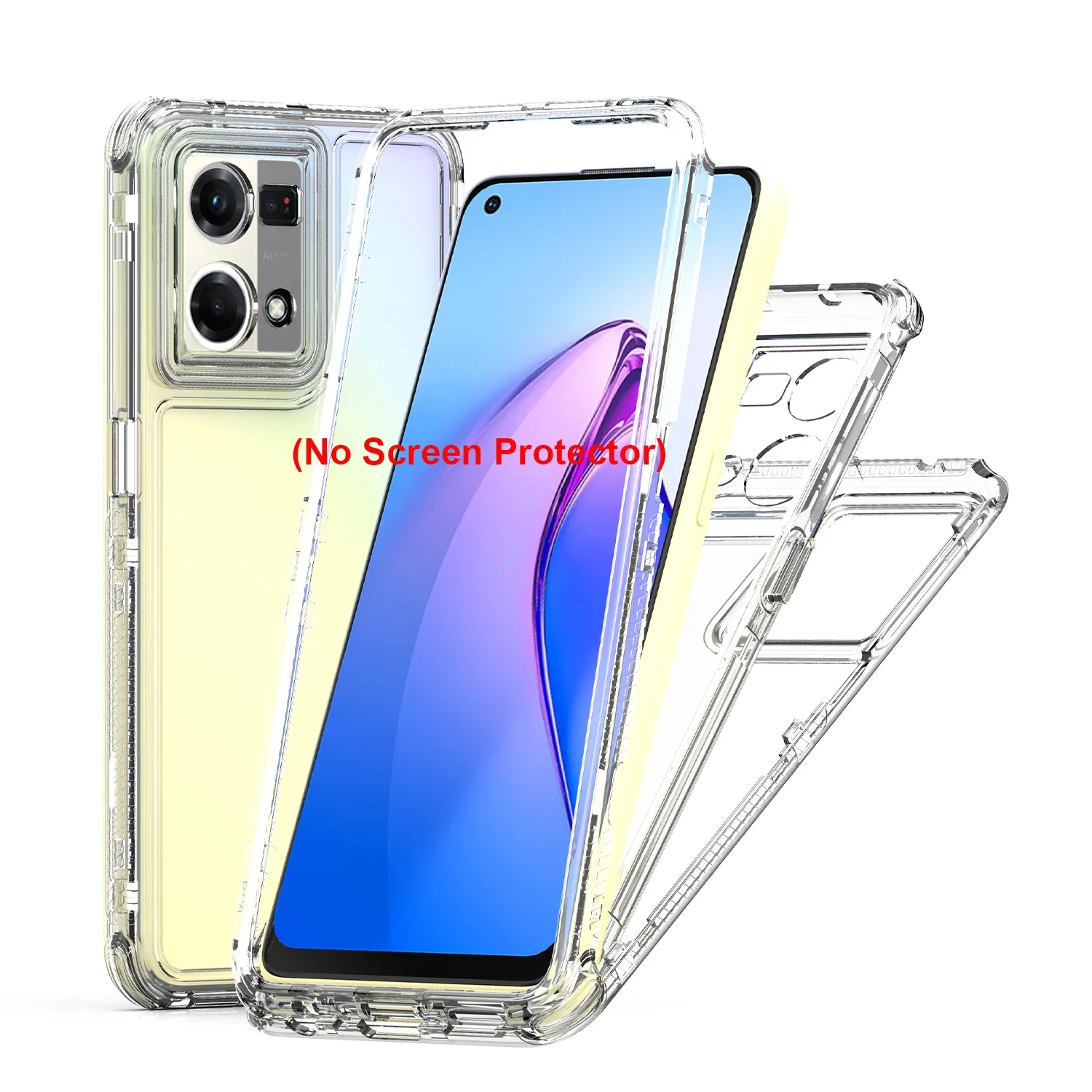 3-in-1 Hybrid Armor Shockproof Phone Case with Hard Plastic Frame and Transparent TPU Back