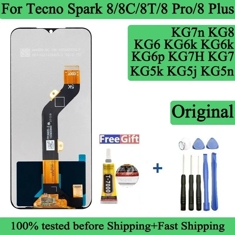 

KG6 KG5k KG6p KG7H KG8 Премиум ЖК-дисплей для Tecno Spark 8C 8 дисплей Spark 8T 8 P сенсорный экран дигитайзер панель Запчасти для Spark 8 Pro