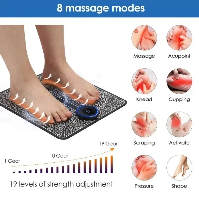Electric EMS Foot Massager Pad Electrical Muscle Stimulation Foot Massager USB Charging Portable Foldable Massage Mat