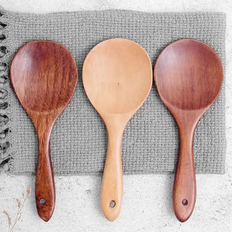 Japanese-style Wood Rice Spoon Rice Paddle Wooden Scoop Kitchen Spoon Ladle Tablespoon Big Serving For Kitchen Tableware