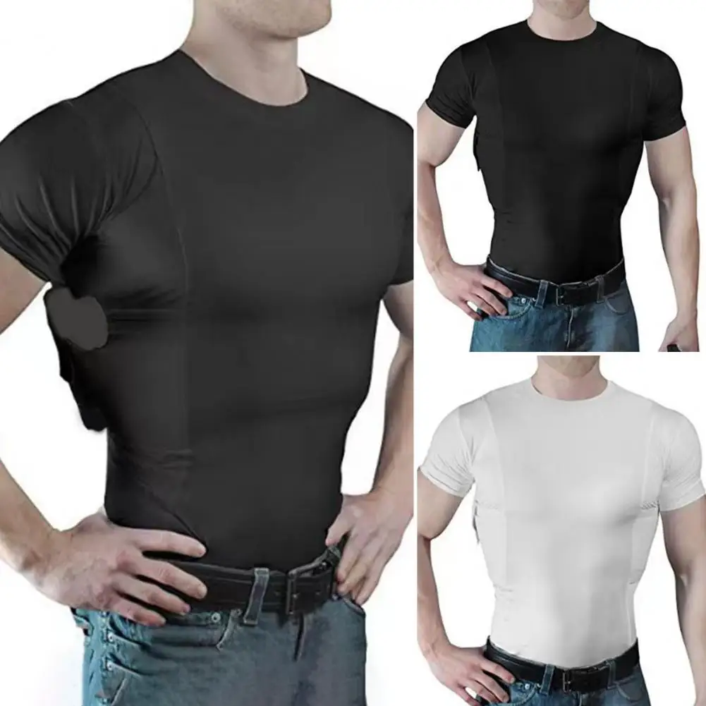 

Мужской однотонный топ, Мужской Топ для фитнеса с круглым вырезом и искусственными элементами для тренировок в тренажерном зале, высокая эластичность