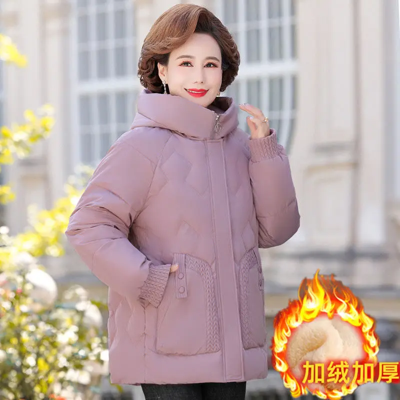 

Keep Warm Cotton Overcoat Parkers Women Coat Autumn Winter Jacket Middle-Aged Elderly Mothers Padded Hooded T431