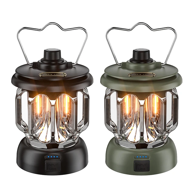 New Portable Retro Camping Lamp, USB Rechargeable Camping Lantern