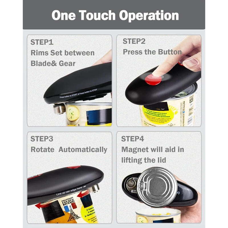 Electric Can Opener Smooth Edge One Touch Switch Portable Cordless Battery  Powered Can Opener Kitchen Safety Arthritis Seniors - AliExpress