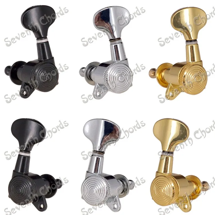

A Set 6Pcs Gold Fish tail Button Locked String Tuners Tuning Peg Machine Heads For Acoustic Electric Guitar Lock Schaller Style