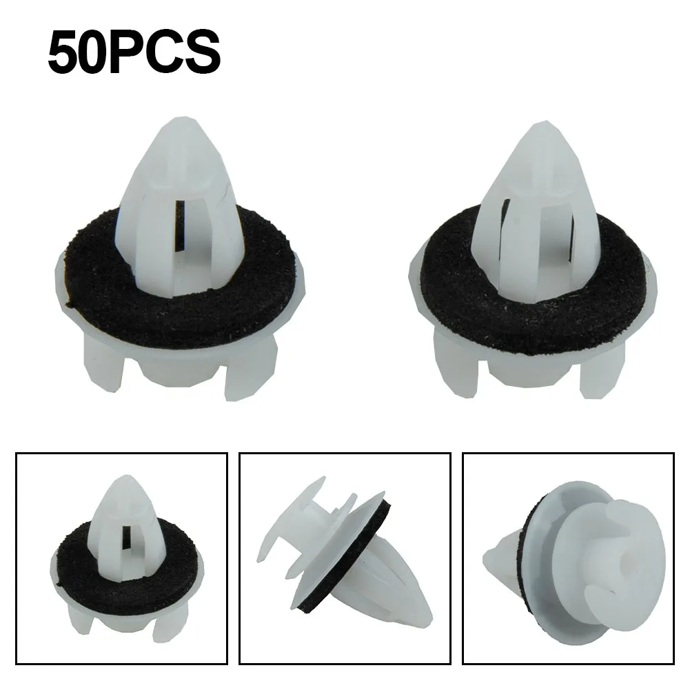 

Interior 50pcs Car Door Panel Fixing Push pins Fender Fastener clips Rivets For BE36 E38 E39 Plastic Replacement