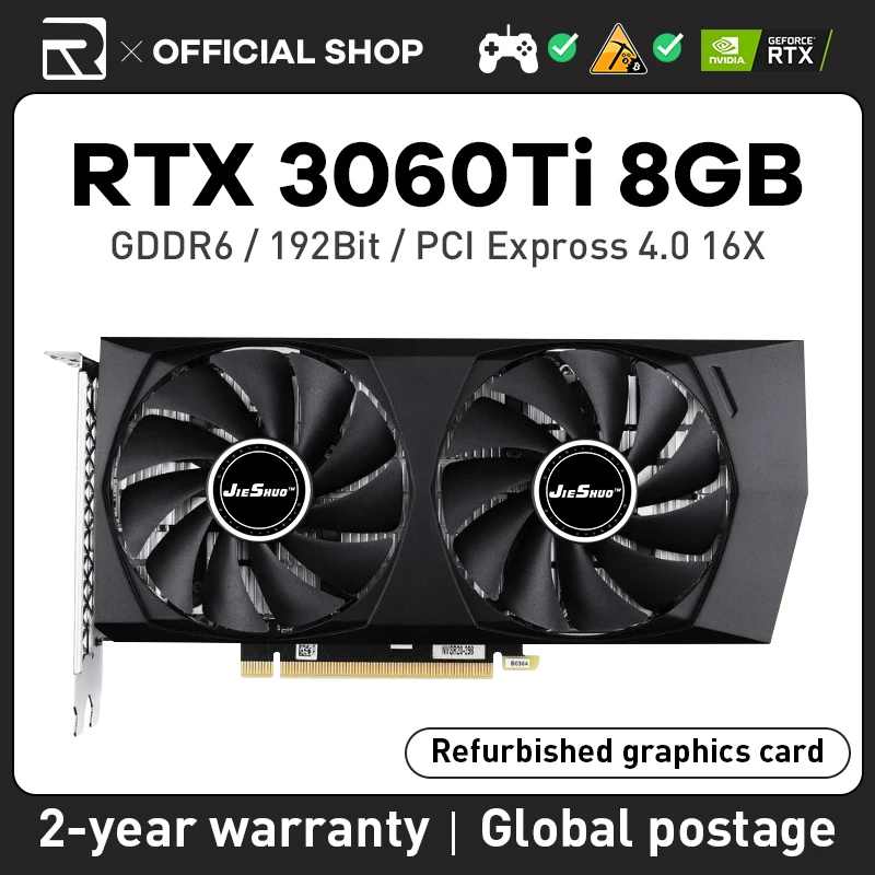 Scheda Grafica Jieshuo Rtx 3060Ti 8Gb Scheda Grafica Nvidia Rtx 3060 Ti 8Gb 256Bit Games Gddr6 256Bit Nvidia Gpu Dp * 3 Pci