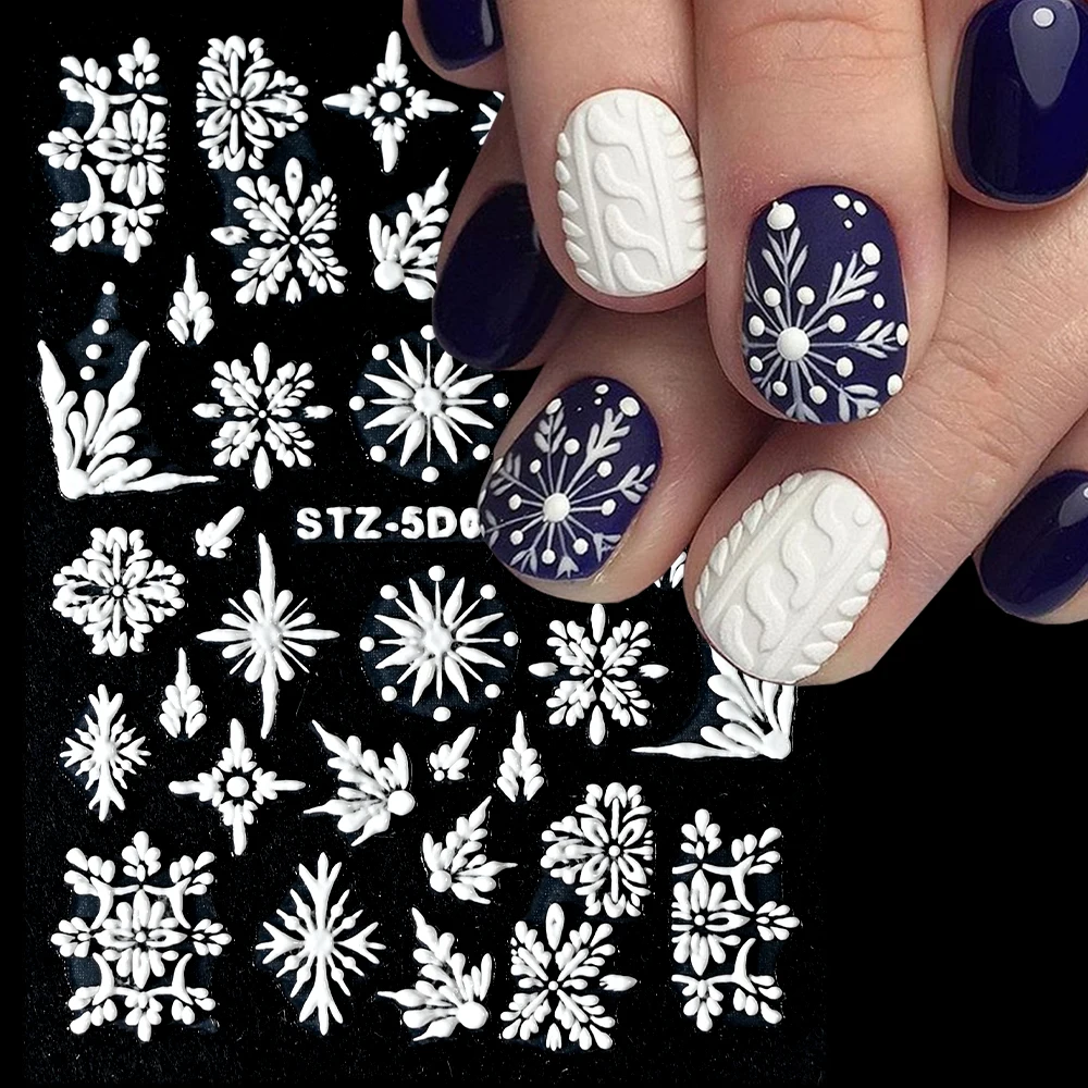 

1Pcs Snowflake Relief Xmas Nail Stickers 5D Acrylic Flowers Self-Adhesive Decal 7.8*6cm Embossed Slider Design DIY Nail Decor*-Y
