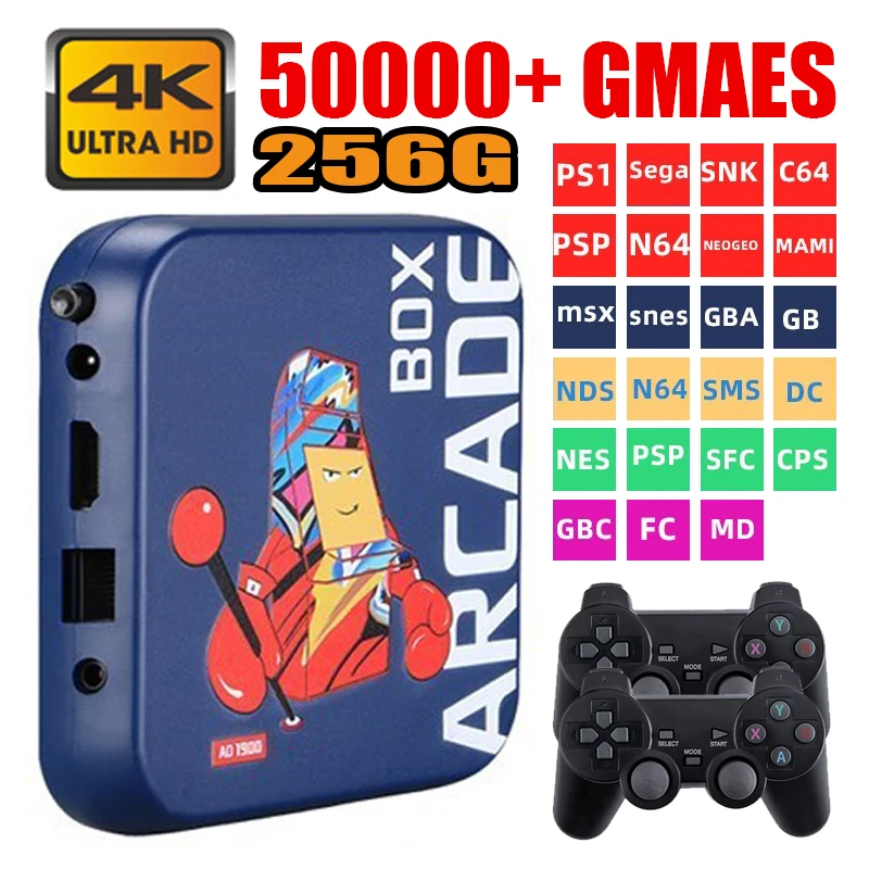 

Arcade Box 50000 Games 256GB Video Game Portable Console for PSP/PS1 Retro 33000 40000 50000 Games Super 4K TV Projector Monitor