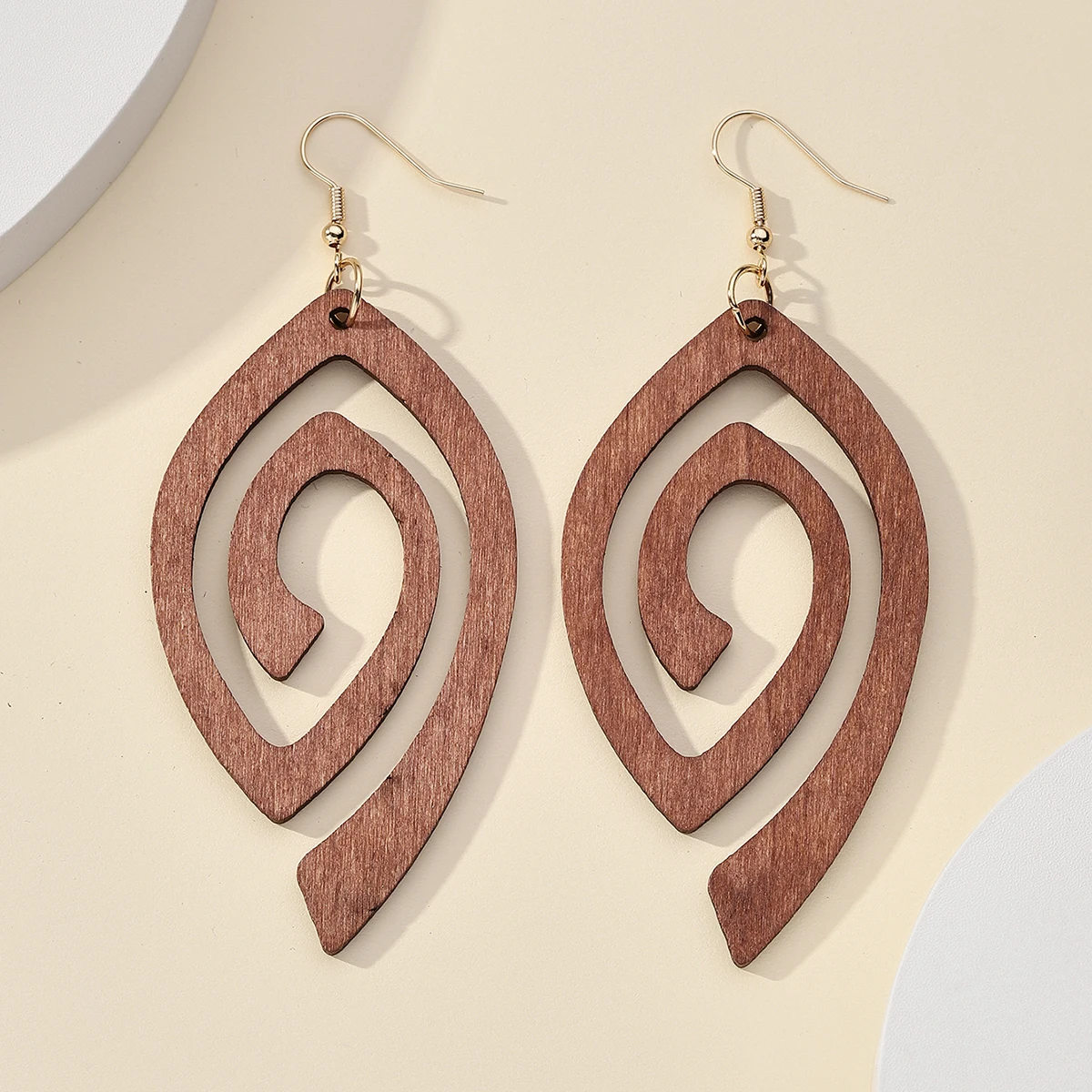 Модные женские деревянные ажурные висячие серьги, Женские Ювелирные изделия для девочек, украшение, подарки, крупные серьги
