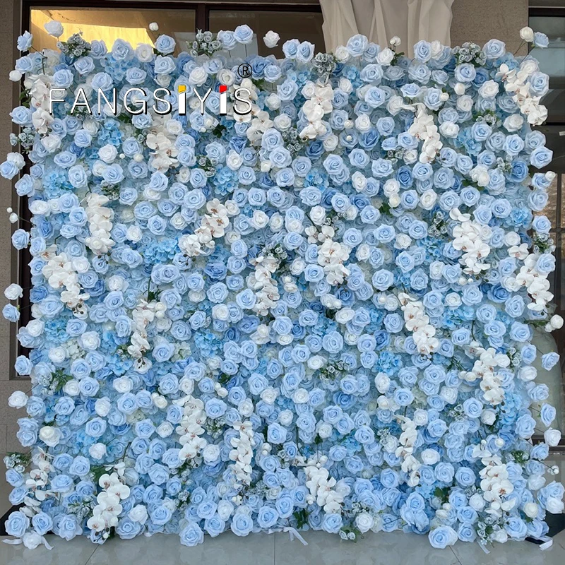 

Голубая Роза Пион Гортензия 5D ткань рулон цветок настенная Ткань Висячие занавески стены Фотофон Декор