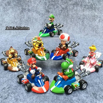 Styles Mario Pull Back Car Green Yoshi Donkey Kong Bowser Luigi Toad Princess Peach Figures Toys Anime Game Doll Gifts for Kid 2