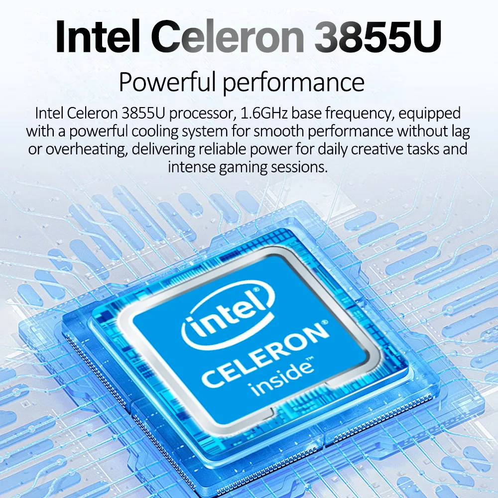 인텔 셀러론 3855U 게이밍 노트북 DDR4 8GB 램 512GB SSD IPS 지문 인식 0.5초 윈도우 11 애플맥 울트라슬림 오피스 노트북