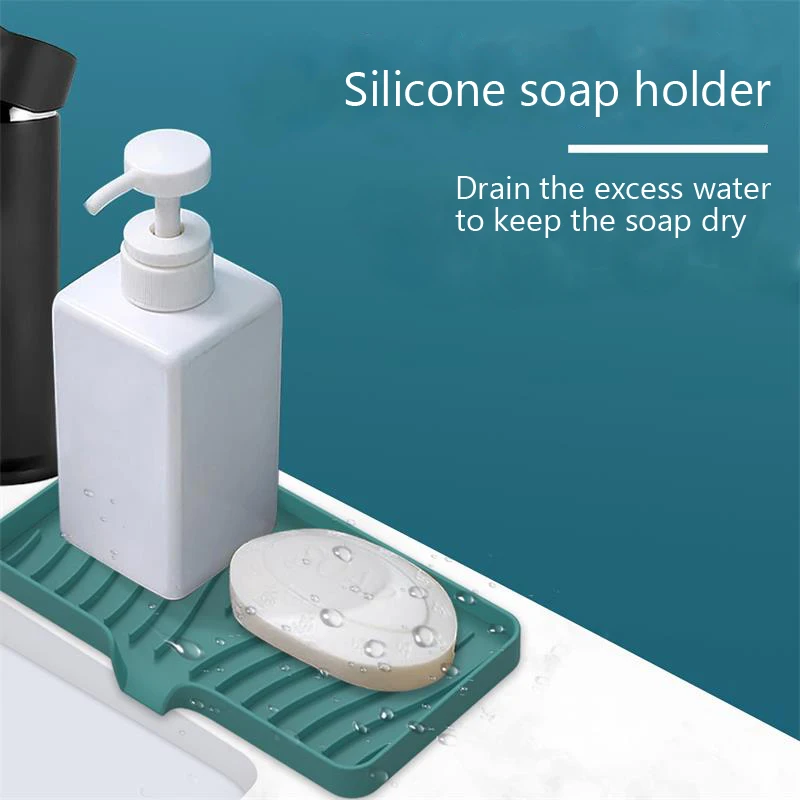 Silicone Sponge Holder - Kitchen Sink Organizer Tray for Sponges Soap  Dispenser Scrubber - Silicone Kitchen Sink Organizer Caddy Tray - Soap  Holder 