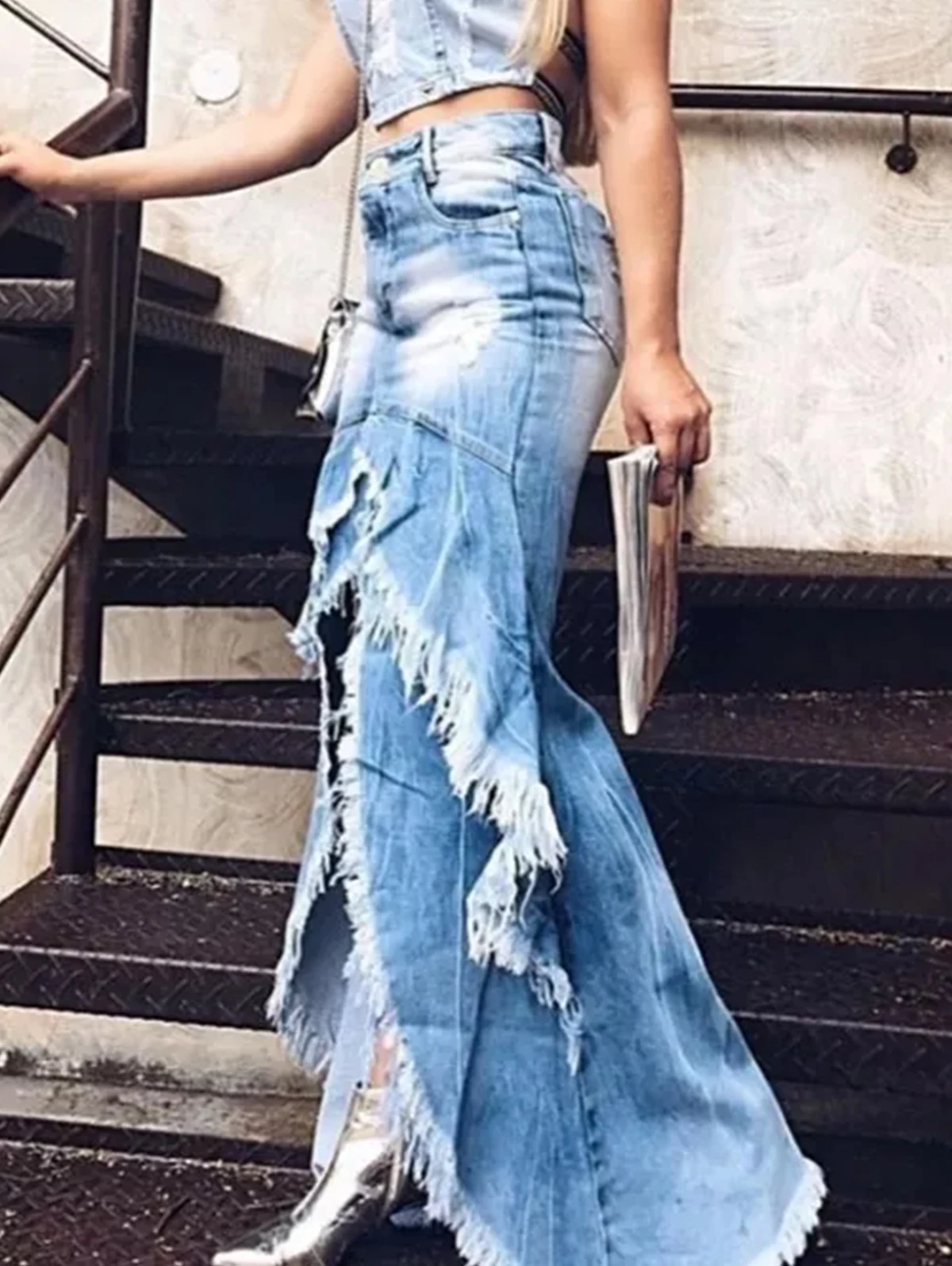 LongDenimSkirtsForWomenMaxi2024FrontSlitPlainRawTrimSlim — free download
