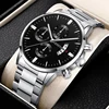 5pcs Necklace Bracelet Ring Mens Watches Set Fashion Luxury Men Stainless Steel Quartz Wrist Watch Man Business Casual Watch 4