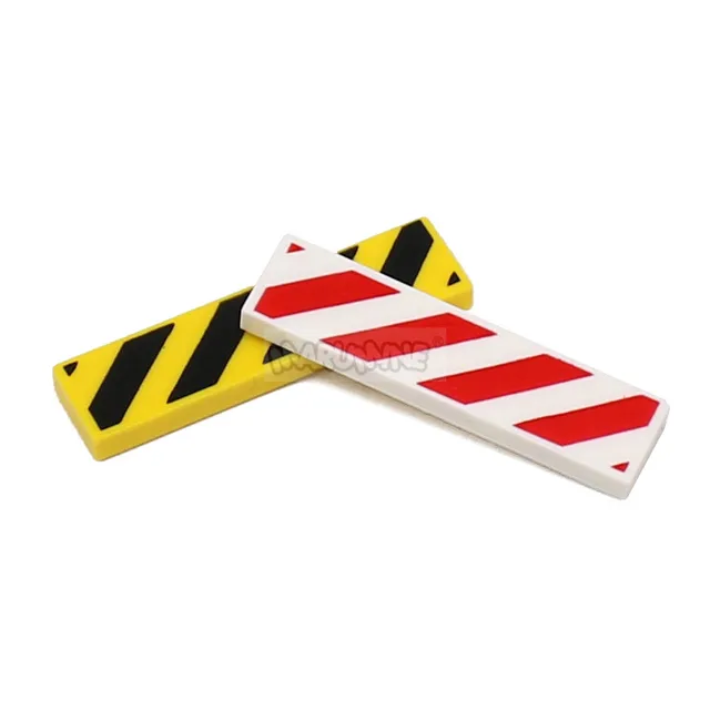 Marumine 1x4 Tile Warning Signs 20PCS MOC Bricks Danger Stripe Part Build Block Accessories Fit with 2431 p52 Plate Barricade 3